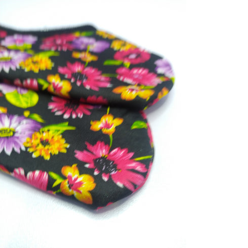 Womens Pink Flower Printed No Show Socks